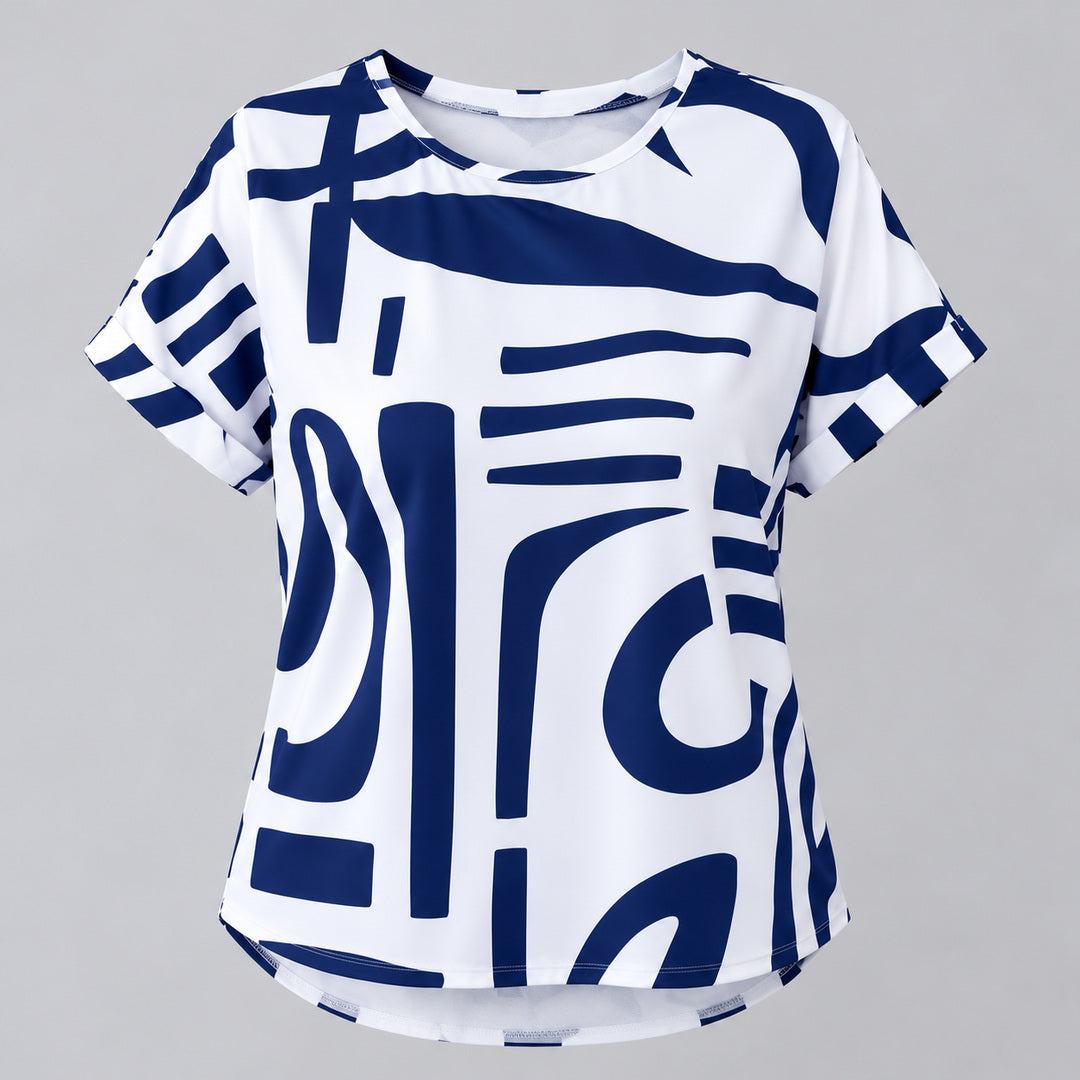 Abstract print tee, front flat view