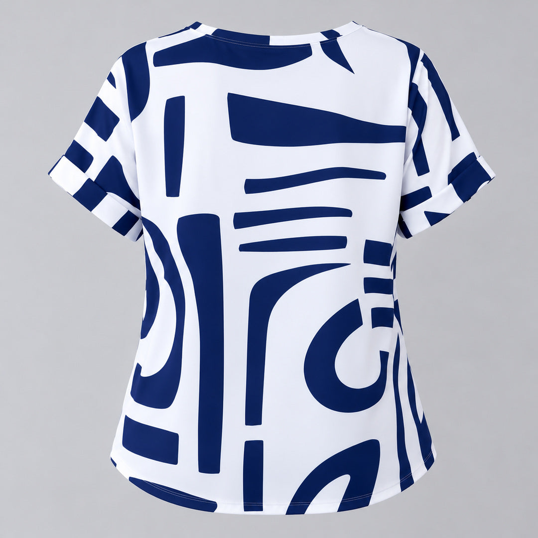 Abstract print tee, back flat view