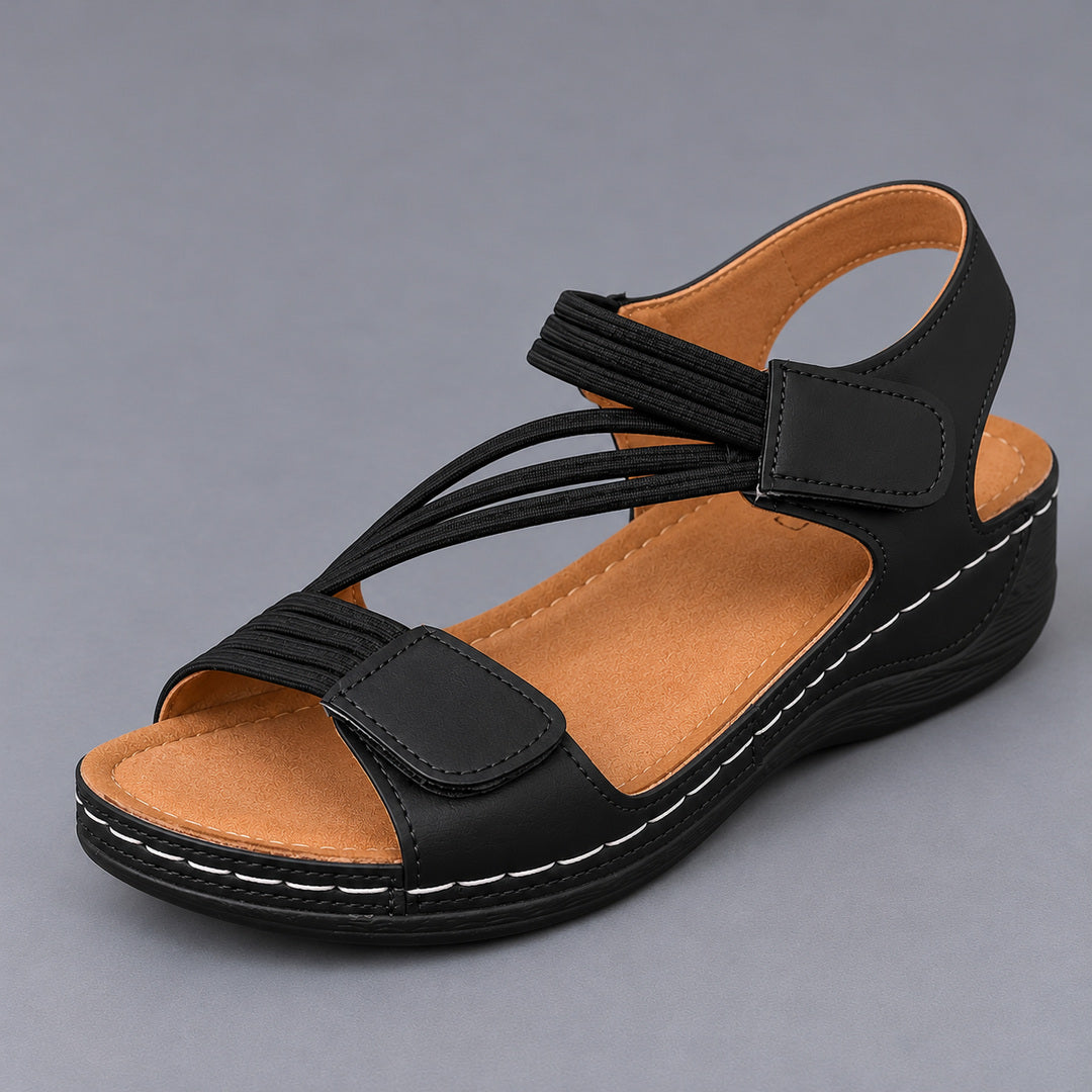 Comfort wedge sandal in black