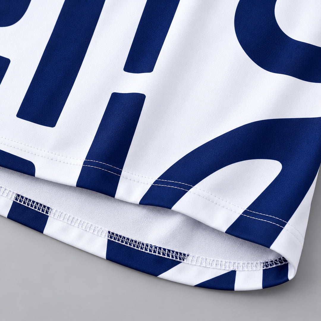 Close-up of the curved hem