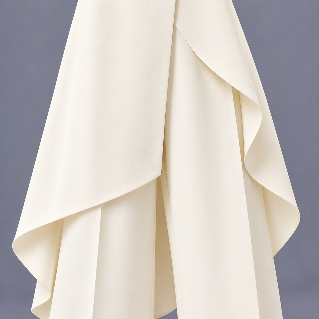 Close-up of the cascading draped panel