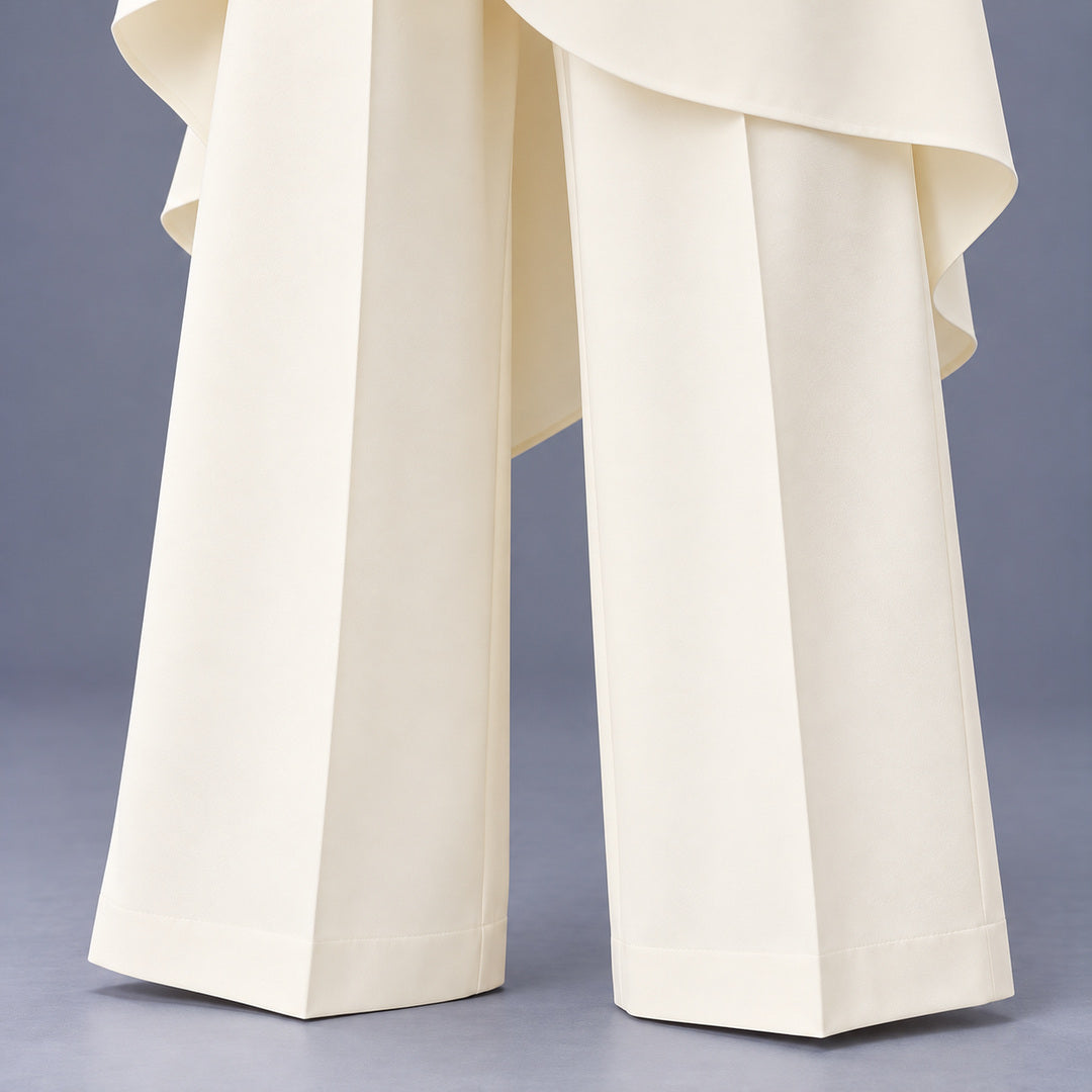 Close-up of the wide-leg trousers