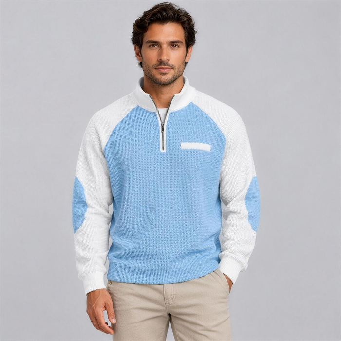 Waffle Knit Quarter-Zip Pullover